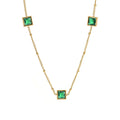 18K PVD Gold Surgical Stainless Steel Necklace Set with Emerald Green Zircon Steel Fashion Women's Jewelry Accessory for Gifts