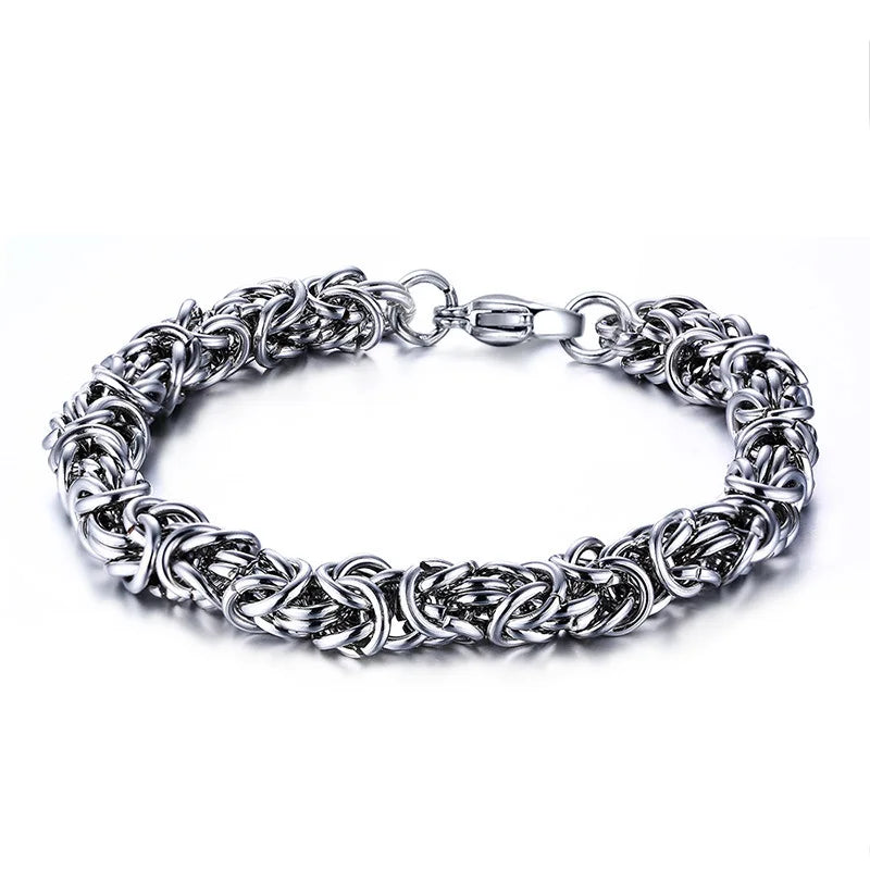 7mm 9mm Wide Wholesale Stainless Steel Jewelry Silver Chain Bangle Male Hand Bracelet