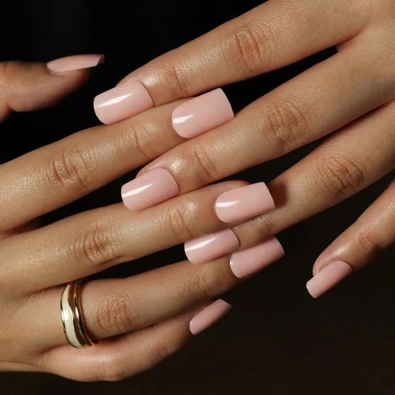 Wholesale Medium Square Nude Solid Design Short Middle Length Custom Colors Press on Nails