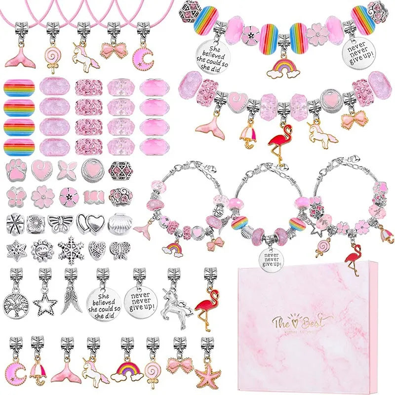 Charm Bracelet Making Kit Jewelry Making Supplies Mermaid Unicorn Gifts for Kids Girls Jewelry Bracelet Making Kit