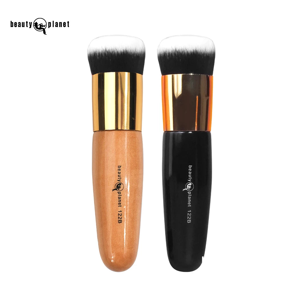 Beauty Planet Customized Foundation and Concealer Brush Single Kabuki Wooden Cosmetic Vegan Hair Flat Foundation Makeup Brush