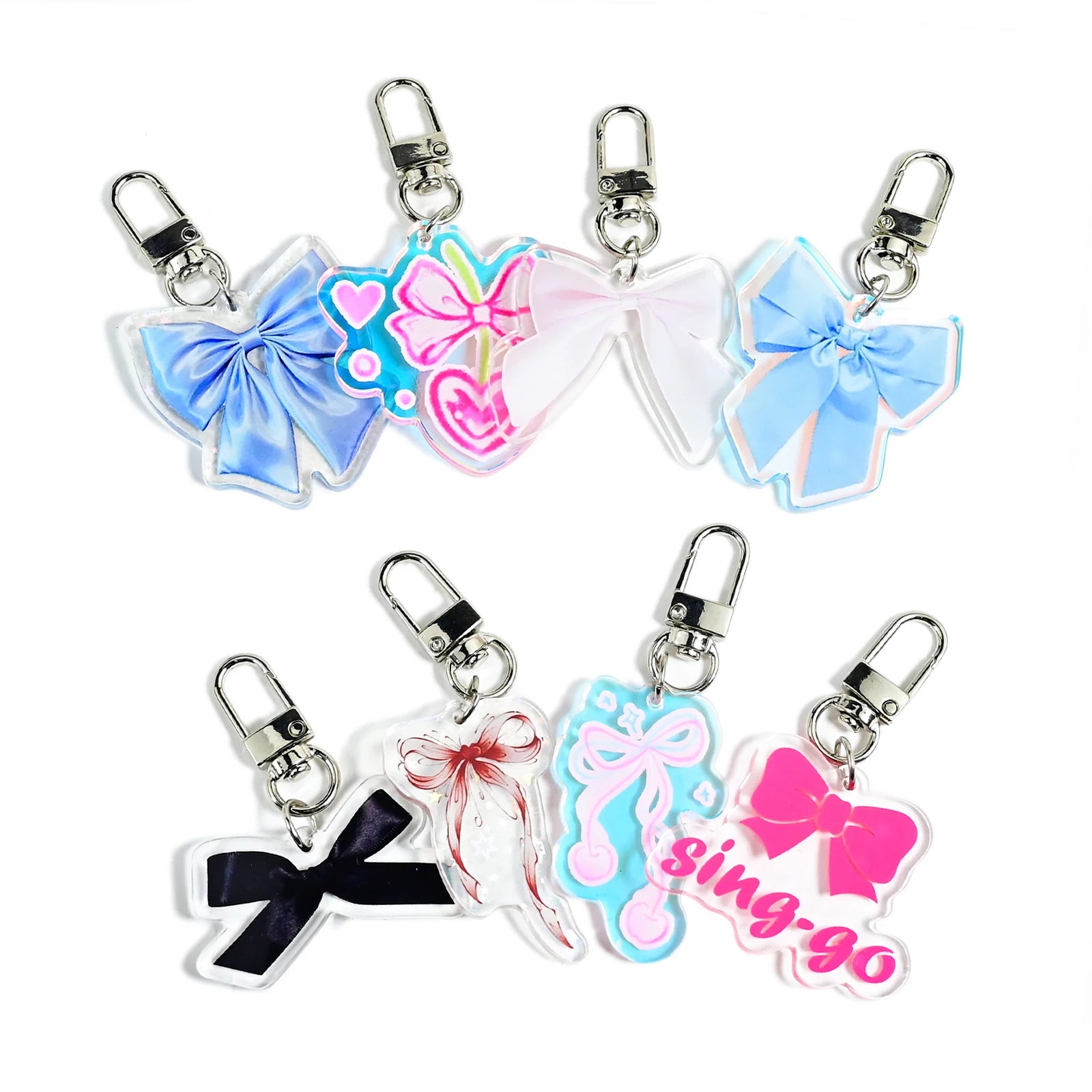 Wholesale UV Printed Rainbow Anime Acrylic Keychain Charms Custom Logo Cartoon Cute Design Custom Metal Key Ring