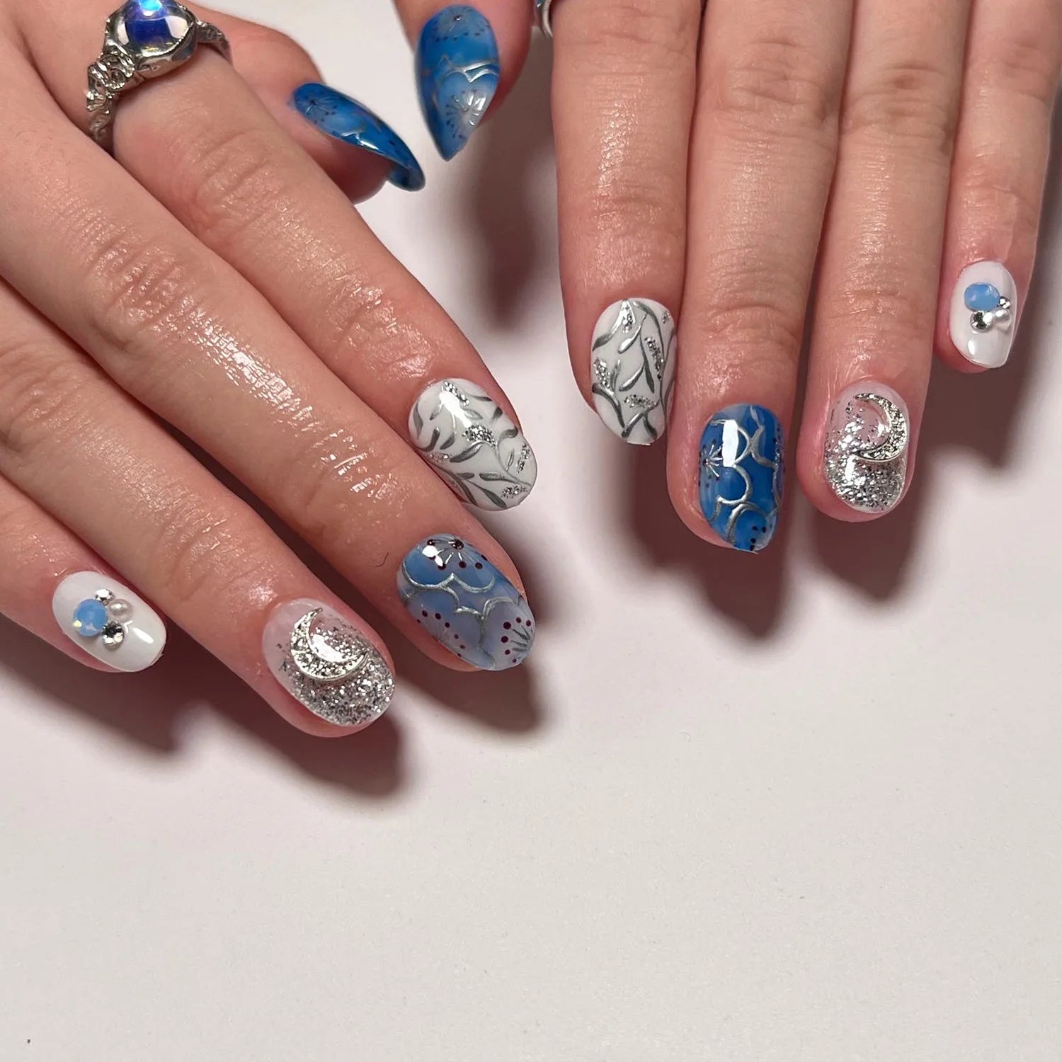 CosyLeaf New Design Customized Long Ballerina Diamond French Press on Nails Acrylic Artificial Nails