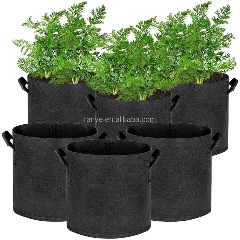 10 Gallon Fabric Flower Pots 38L Garden Planter Bags Black Felt Grow Pouch
