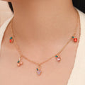 Fashion Gold Plated Necklace Choker Simple Cute Women Fruit Peach Strawberry Cherry Pendant Necklace Jewelry