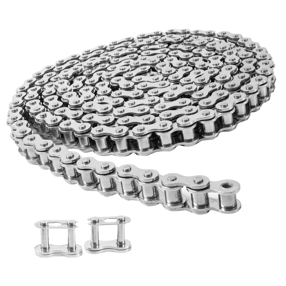 ANSI #50SS 10A Stainless Steel Roller Chains 10 Feet 2 Master Links for Industrial Conveyor System Elevator Lifts Agricultural