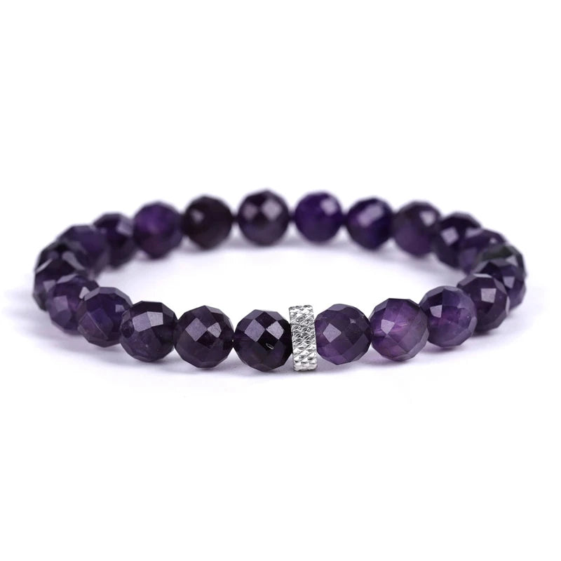 Wholesale  Charm 8mm Natural Faceted Amethyst Bracelet for Women Men