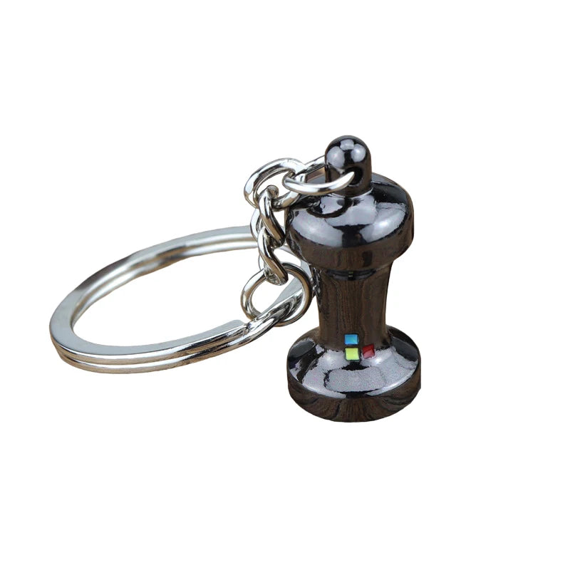 3D Coffee Tamper Keychain Accessories Coffee Grinder Keychain Tea Tools Black Machine Keychain