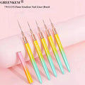New 3Color Gradient Nail Art Liner Brush 7/9/11/15/25mm Professional Nail Drawing Pens Metal Handle Nail Liner Brush