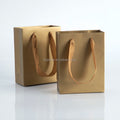 14x7x15cm Custom Luxury Golden Paper Bags With Ribbon Handle Clothing and Flower Jewelry Packaging Shopping Paper Bag