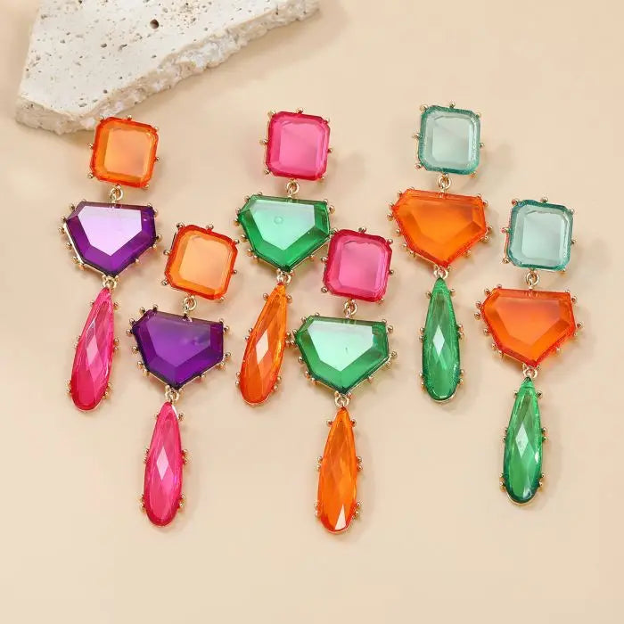 Fashion Handmade Resin Acrylic Long Tassel Hoop Earrings for Women Statement Jewelry