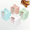 Becan Recycled Paper Food Packaging Boxes With Handle Accept Custom Logo Cupcake Cake Paper Box