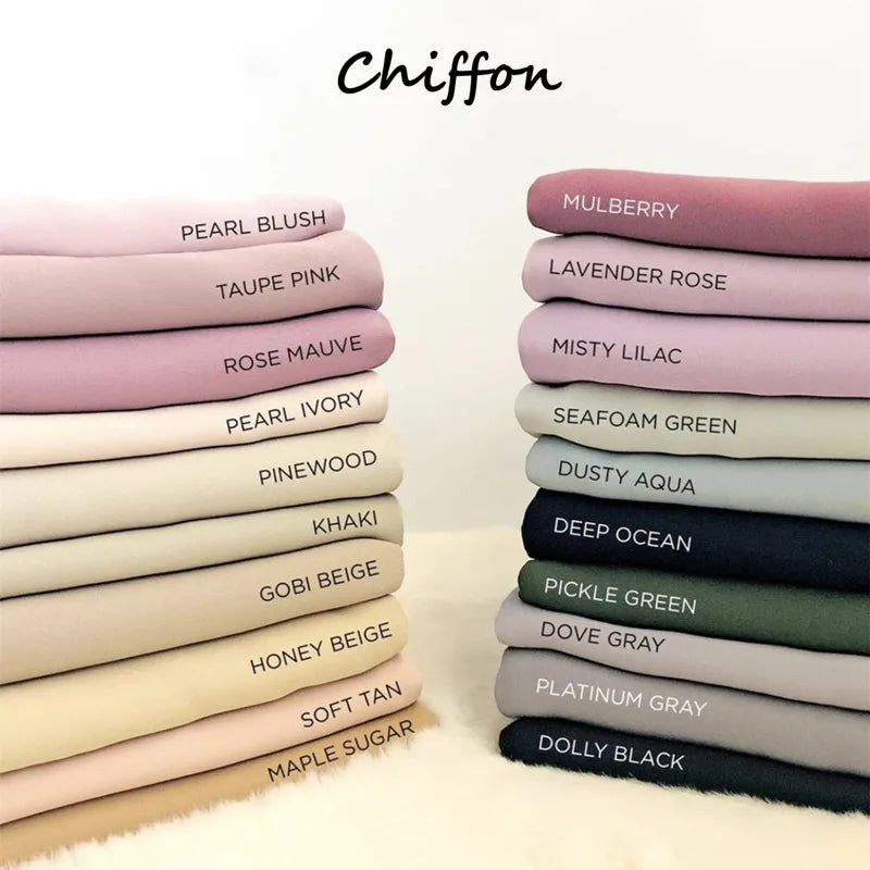 Custom Wholesale Long Wrap Shawls Solid Color Girl Plain Malaysia Muslim Scarf Women Chiffon Hijab for Women Hijab
