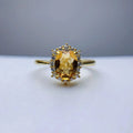 Factory Supply Classic Oval Cut Natural Citrine Ring 925 Sterling Silver 18K Gold Plated for Weddings Parties CMA Certified