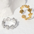 BM Eco-friendly Women Jewelry Adjustable Stainless Steel Leaf Ring