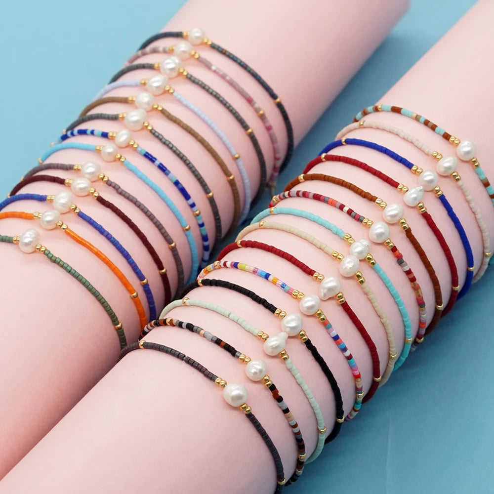 Go2boho Beaded Bracelet Boho Glass Beads Handmade Woven Adjustable Fashion Jewelry Bracelets for Women Hot Sale Freshwater Pearl