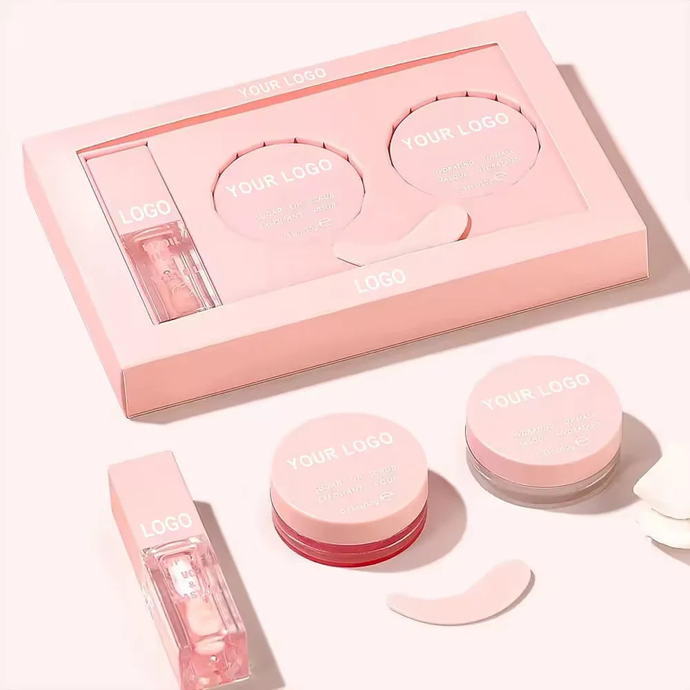 Wholesale Vegan Cruelty Free Exfoliated Lip Balm and Scrub Trio Treatment Oil Lip Care Sets Private Label Lip Care Kit