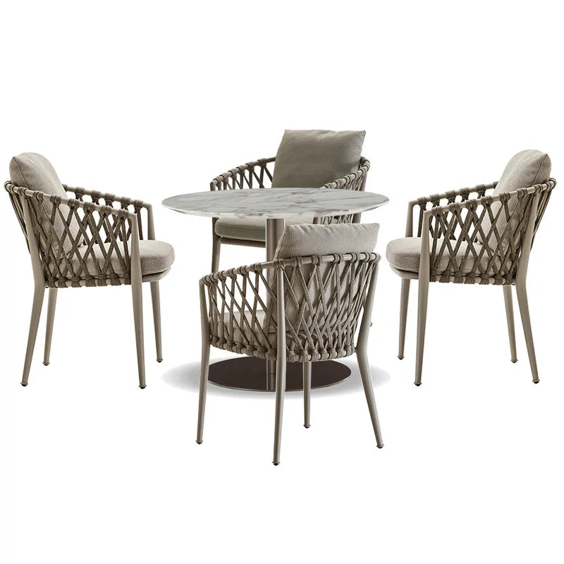 Leisure Rattan Outdoor Dining Table and Chair Tea Table Outdoor Courtyard Cafe Rattan Chair Furniture Garden Terrace Balcony