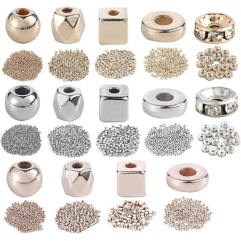 4100pcs CCB Plastic Gold Spacer Assorted Necklace Earring Craft Jewelry Making Round Cubic Loose Beads for DIY Bracelet