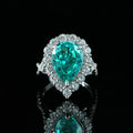 Noble New Designs Trendy Wedding Pear Shape Silver Ring Synthetic Paraiba Tourmaline 925 Silver Women's Engagement Ring 10x14mm