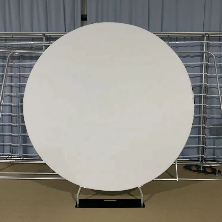 Hot Sale Aluminum Tube Wedding Round Shape Tension Fabric Display White Backdrop Flame Retardant Lightweight 6.56ft X 200cm