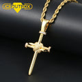 Hot Selling Hip Hop Jewelry Bling 18K 14K Gold Plated Brass Copper Full CZ Diamond Jewelry Nail Cross Pendant Necklace