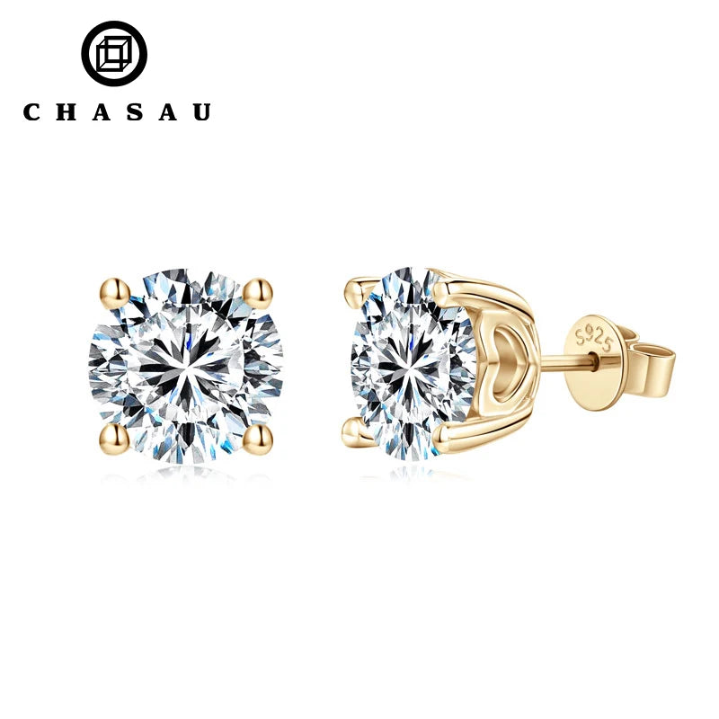 Factory Direct Supply With Certification 6.5MM 2ct 8mm Round Cut Moissianite Unique Trendy 4 Prong Stud Earrings for Women MegaBDM