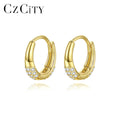 CZCITY Hot Selling Dainty Women Jewelry Fashion 14K Gold Small Huggie Hoop Silver Earrings 925