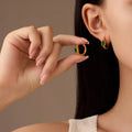European American Retro Style Cross-Border Stainless Steel Circle-Shaped Diamond Encrusted Stud Earrings Gold-Plated Fashion