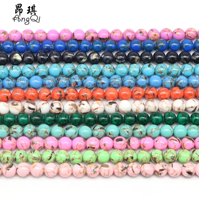 Wholesale Natural Stone Multi Colors Shell Turquoise Stone Loose Beads for Jewelry Making DIY Bracelet