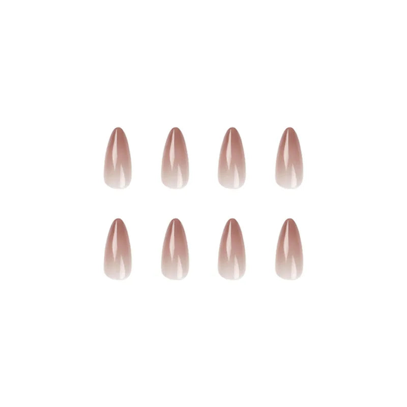 New Arrival Artificial Fingernails With Packaging Box Gradient Brown Almond Stiletto False Nails Press on Nail with Glue