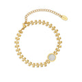 Chris April in Stock Fashion Jewelry PVD Gold Plated 316L Stainless Steel Sea Shell Round Bowtie Chain Bracelet for Women