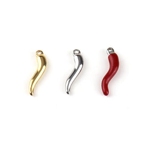 Stainless Steel Chili Pepper Shaped Pendant Small Red Cayenne Charms for Necklace and Earrings