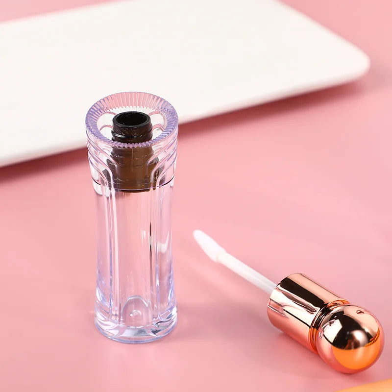 Empty Lip Gloss Tube Container 3ml 5ml Round Lipgloss pink Brush Tip Lip Gloss Tube for Sale Empty Lip Gloss Tube Container