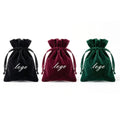 Custom Recyclable Screen Printed Drawstring Bag Black Velvet Pouch for Jewelry Rings Earrings Packaging with Logo Black