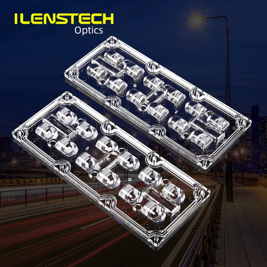 Asymmetrical Street Light Lens 2x6 Led Lens for 5050 Led /IP67 Led Optical Lens for Road Lighting
