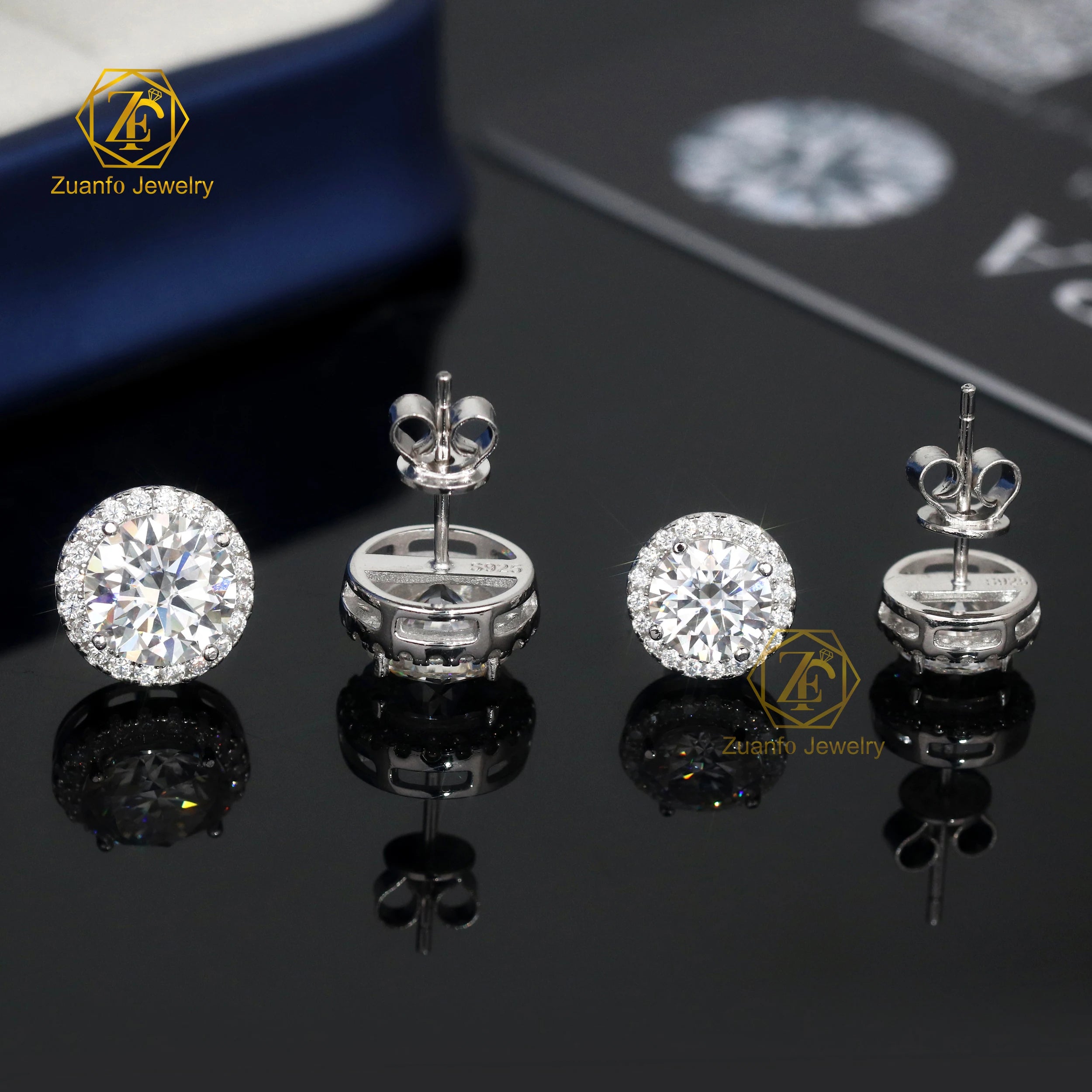 2026 18K Gold Plated Trendy 925 Sterling Silver Moissanite Stud Earrings 1ct 2ct Lab Created Diamond Cut Perfect Wedding Gift