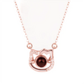 Qiuhan OEM Cute  Cat Shaped Customized Photo Projection Necklace for Children Anniversary Gift