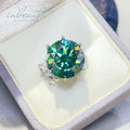New Arrivals 925 Silver Original 10 Carat Brilliant Cut Pass Diamond Test Green Moissanite Engagement Ring Women Fine Jewelry