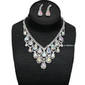Wholesale Fashion Elegant Water Drop Leaf Crystal Rhinestone Bridal Wedding Necklaces Earrings Jewelry Sets