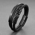 Simple Cross Bangle Jewelry Leather Bracelet Leather Bracelets for Christian Stainless Steel Magnetic Clasp Men Bracelet Black