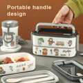 Custom Logo Portable Handle Lunch Box Kids 2 Layer Compartment Tiffin Bento Box Microwave Plastic Food Warmer Lunch Box
