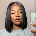 Transparent Lace Front Human Hair Wig Bleach Knots Short Curly Bob Style Natural Hair Wig Black Women Frontal Hair Extension