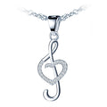 Hollow Note AAA Zircon Necklace 925 Sterling Silver Rhodium Plated Trendy Engagement Wedding Gift Jewelry for Musician