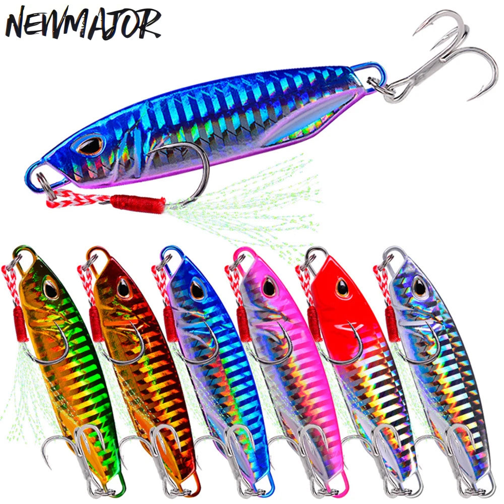 NEWMAJOR 10-50g Artificial Blade Metal Sinking Spinner Cast Jig Spoon Vibration Bait for Bass Pike Perch Fishing for Streaming