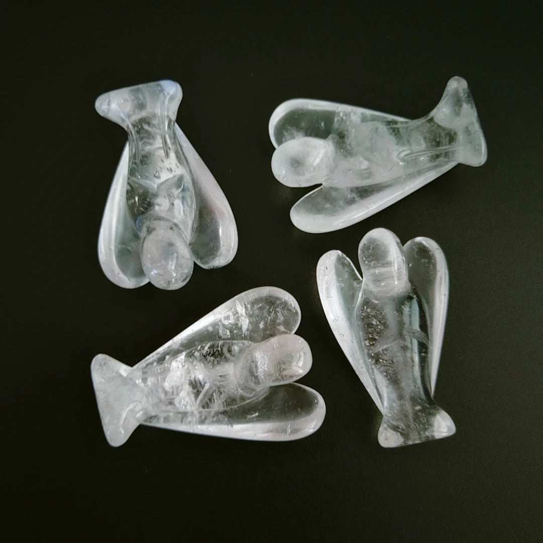 Huiying Hand Carved Furniture Natural Gemstone clear Quartz Carved Stone Angels for Gift & Decoration