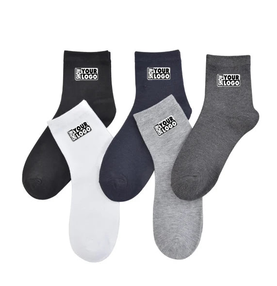 Custom Summer Casual Crew Socks for Men with Logo Breathable & Quick Dry Cotton Socks
