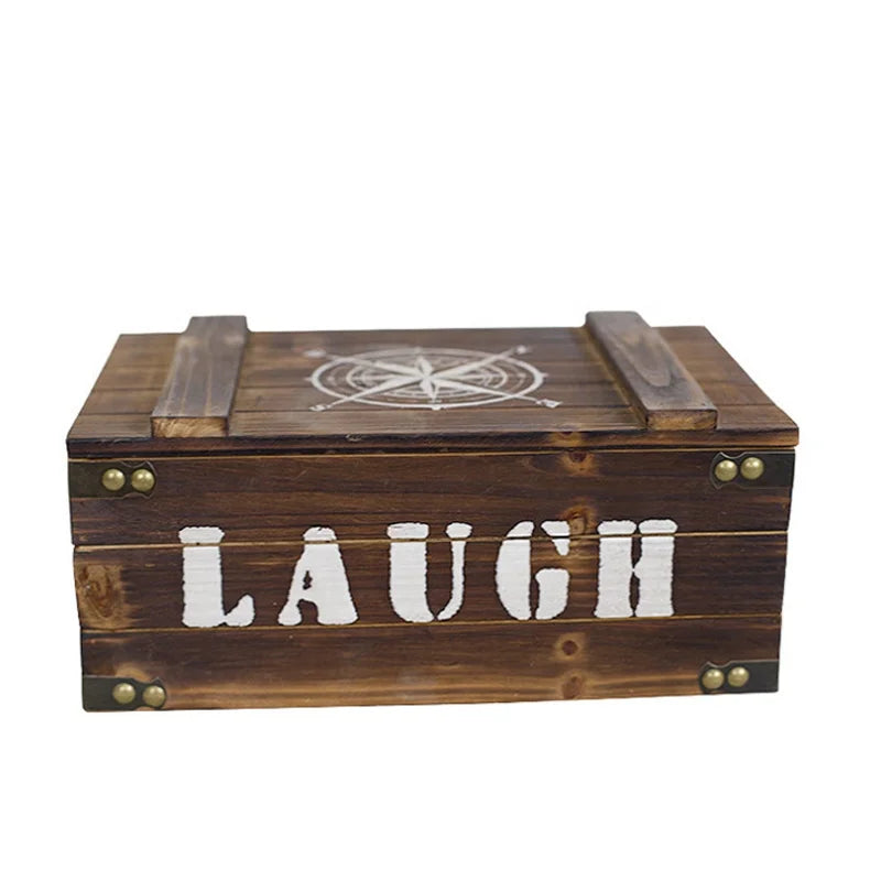 Industrial Design Wooden Treasure Jewelry Storage Chest Box Rectangle Home Decorative Trunk Display for Beverages