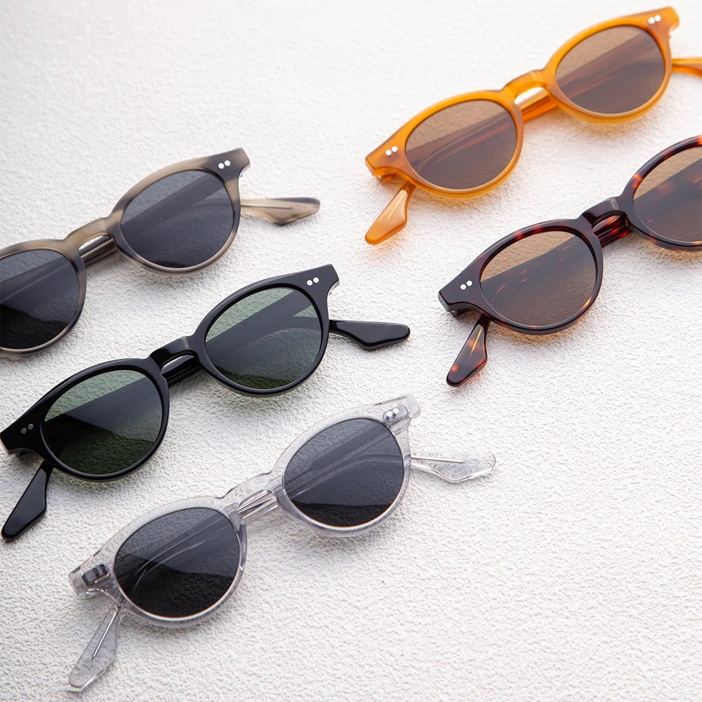 Retro Plastic Round Frames Blocker Optical Sunglasses Acetate Transparent Eyeglasses Sunglasses