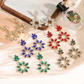 Europe and America Exaggerate Alloy Gold Plated Rhinestone Flower Dangle Drop Earrings Women's Trendy Pendant Wholesale